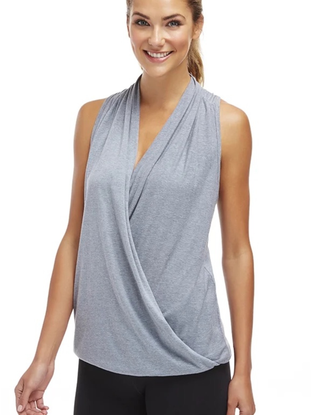 Light gray Fabletics Aruba Faux Wrap Tank Top